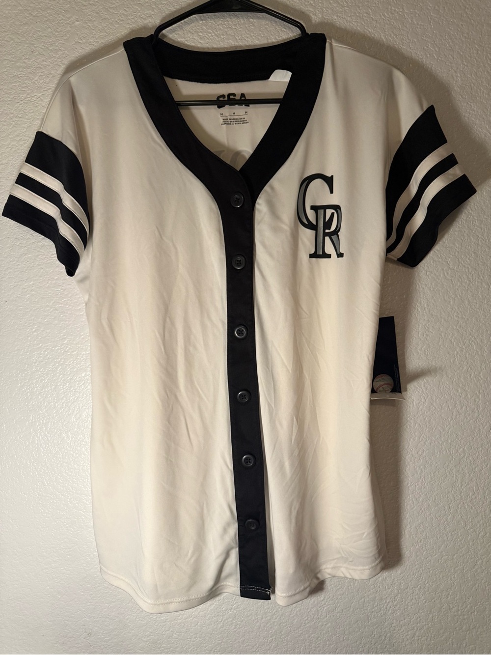 Genuine Merchandise White & Black womens Button-Up Baseball Jersey